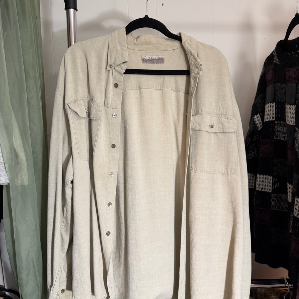 Men's Casual Cream Button Down Shirt
